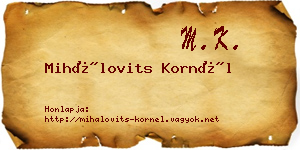 Mihálovits Kornél névjegykártya